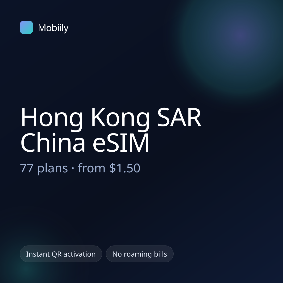 Mobiily Hong Kong SAR China eSIM data plans