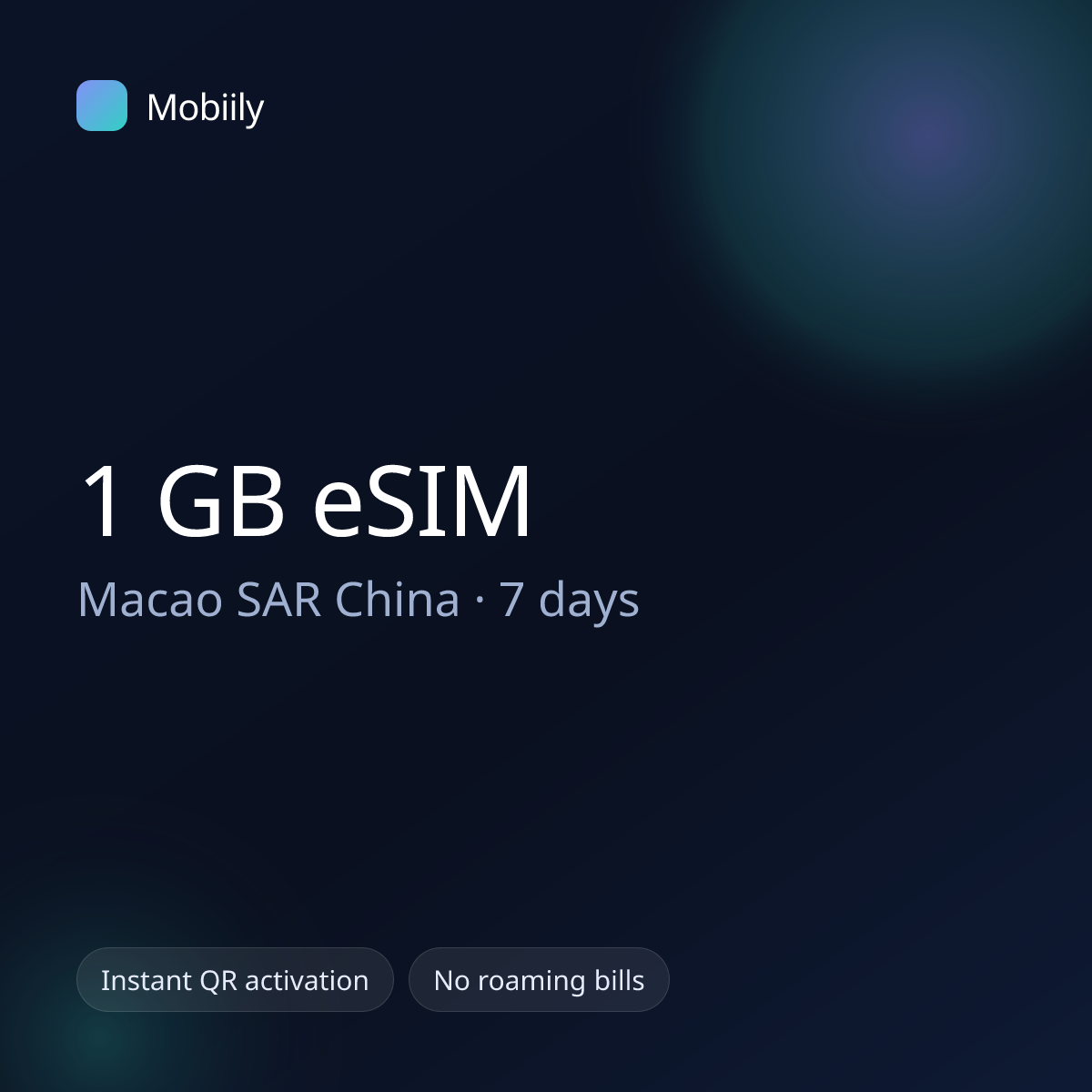 1 GB eSIM for Macao SAR China — 7 days, Mobiily