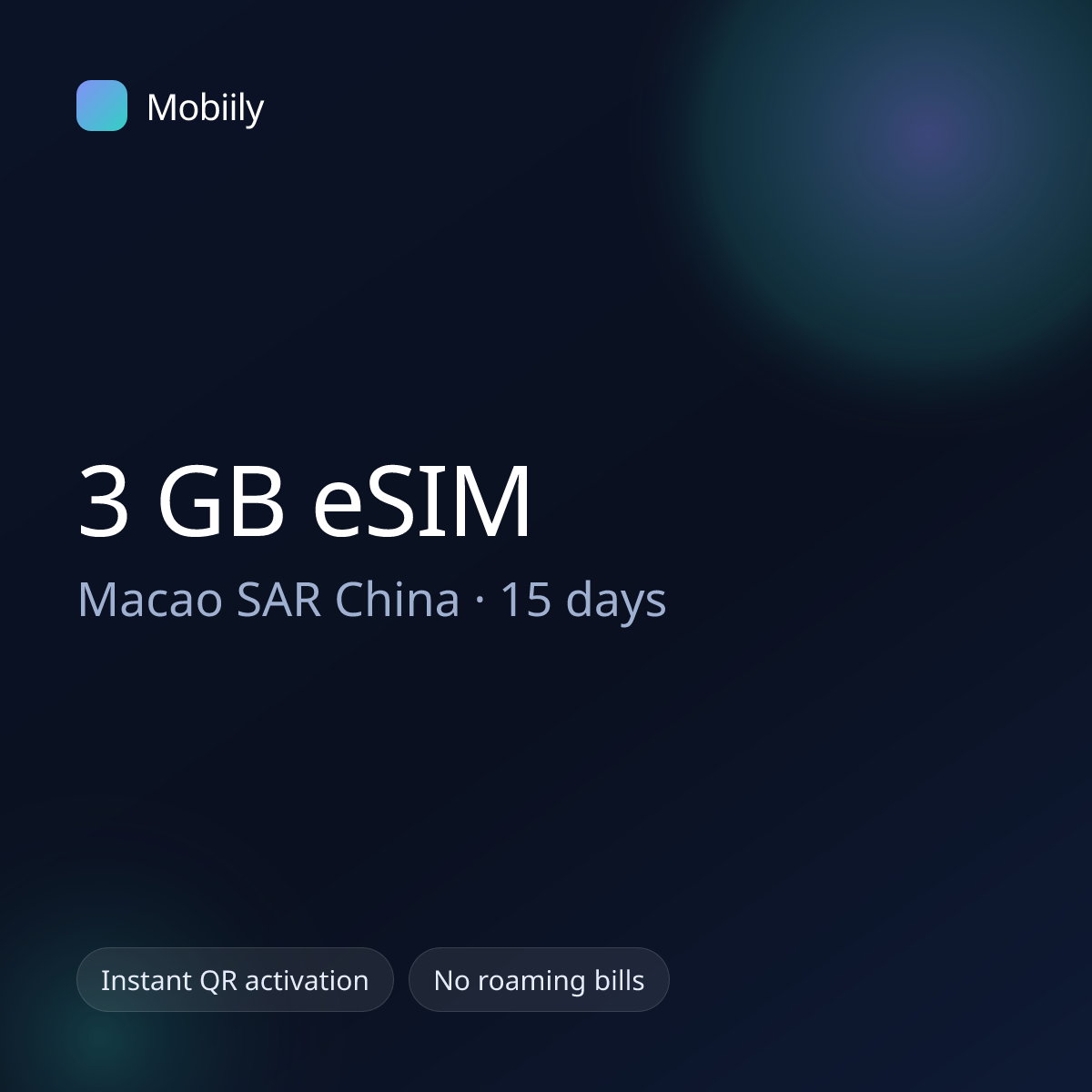 3 GB eSIM for Macao SAR China — 15 days, Mobiily