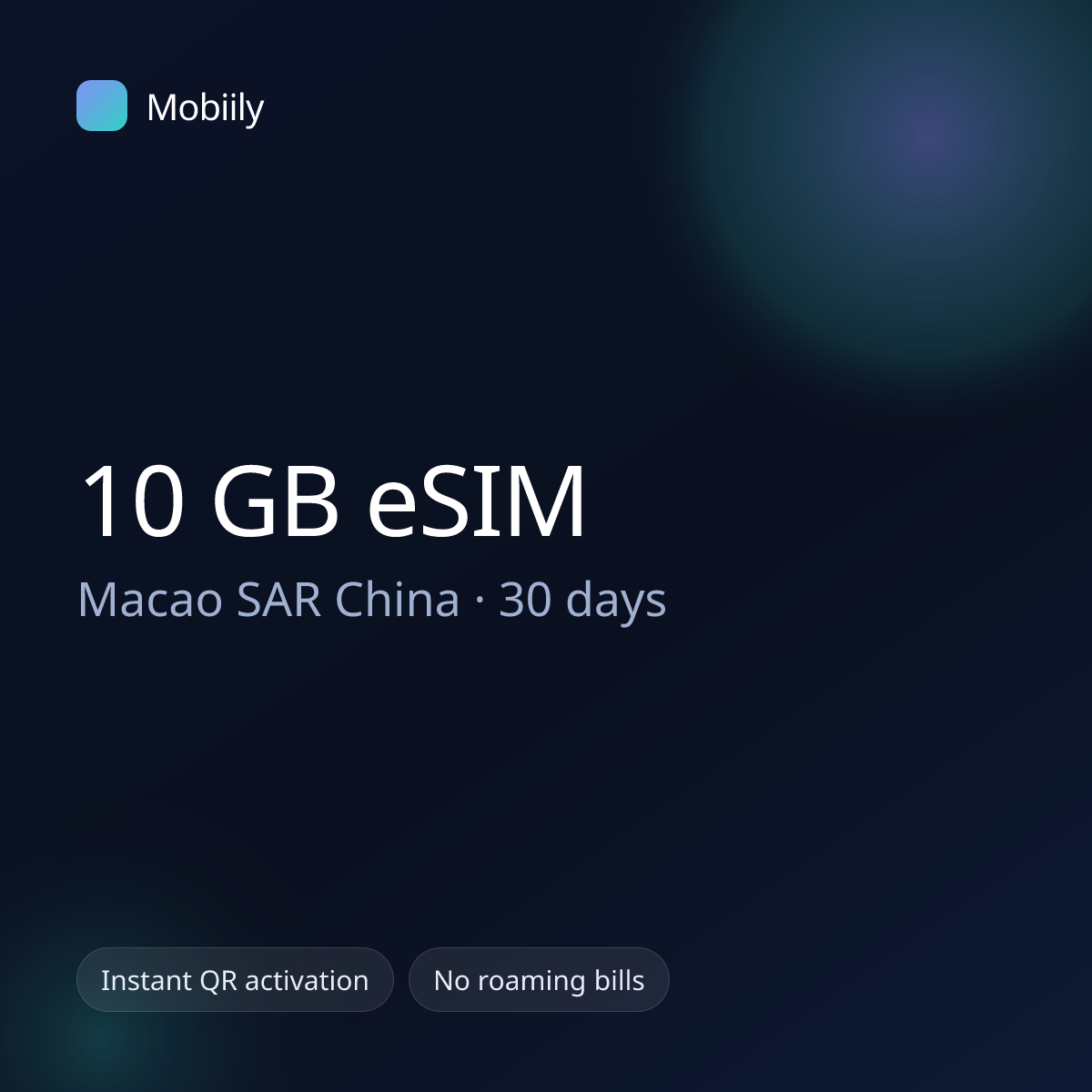 10 GB eSIM for Macao SAR China — 30 days, Mobiily