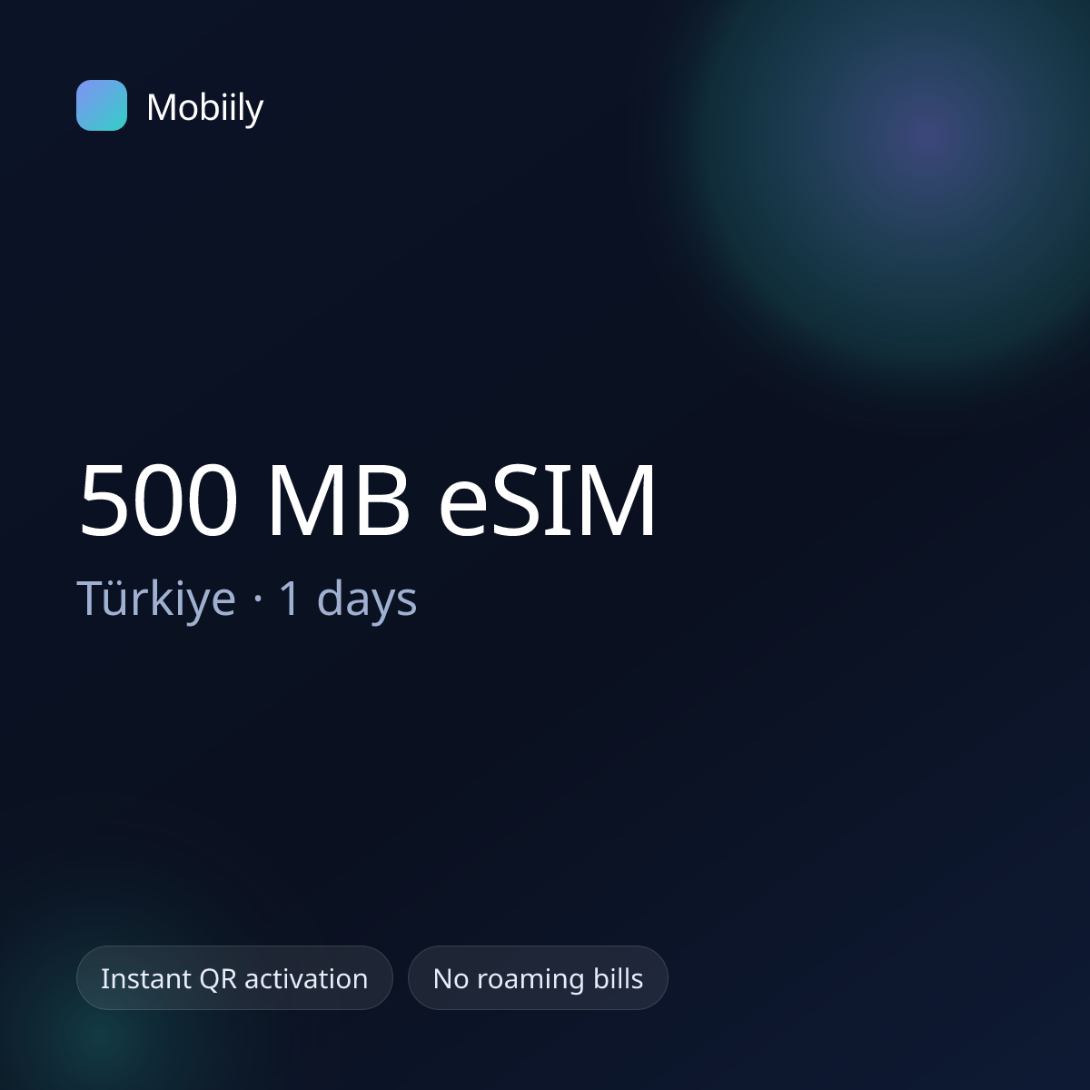 500 MB eSIM for Türkiye — 1 days, Mobiily
