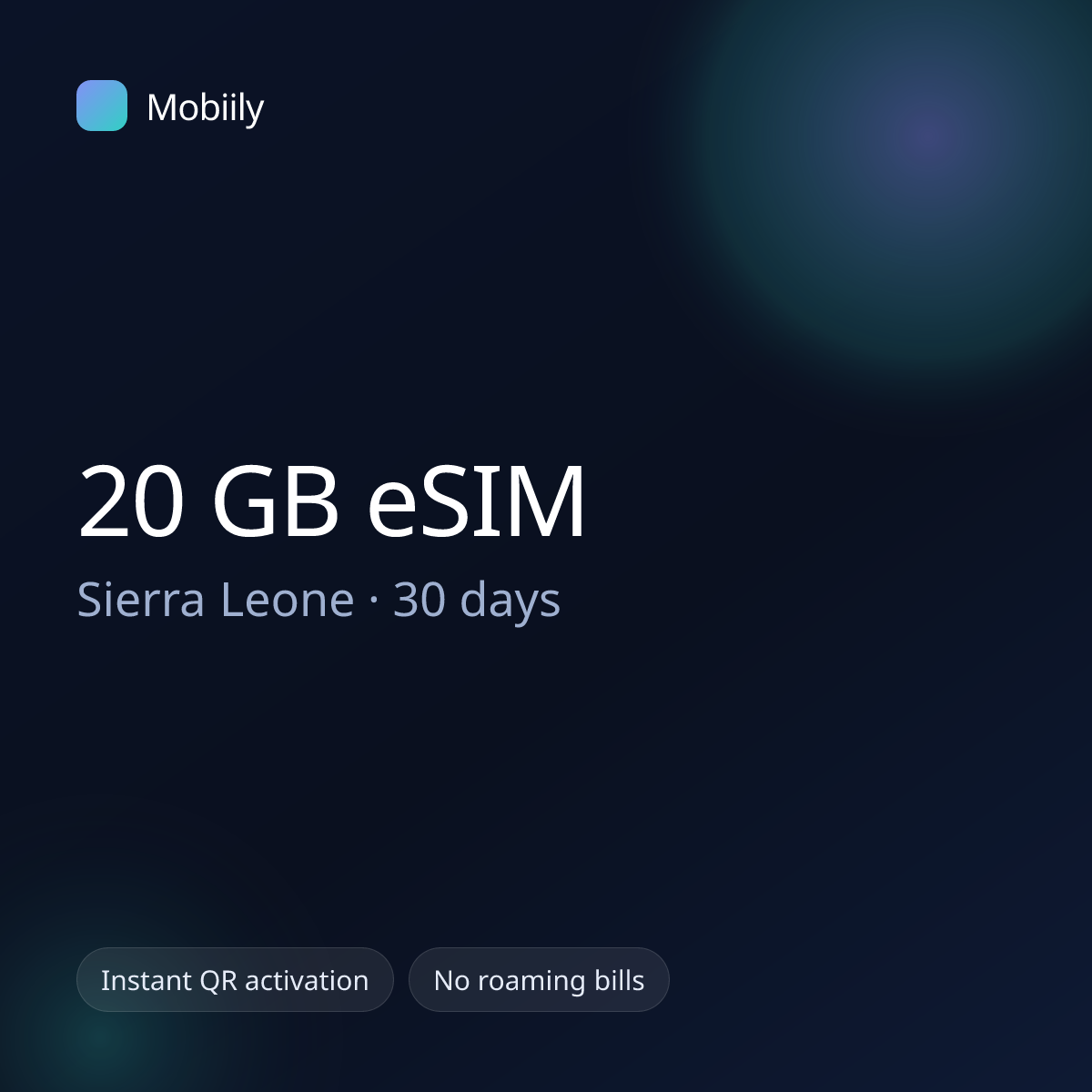 20 GB eSIM for Sierra Leone — 30 days, Mobiily