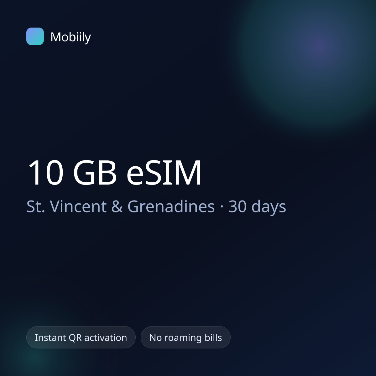 10 GB eSIM for St. Vincent & Grenadines — 30 days, Mobiily