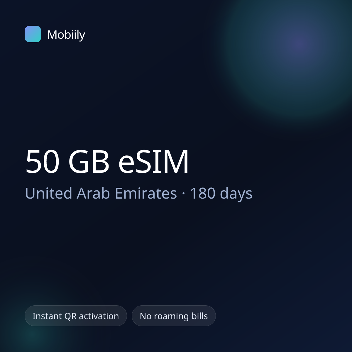50 GB eSIM for United Arab Emirates — 180 days, Mobiily