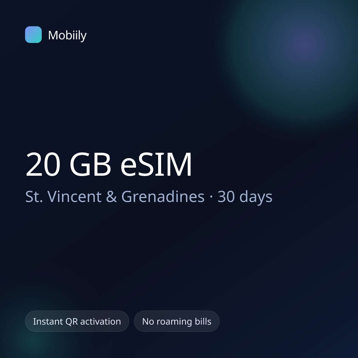 20 GB eSIM for St. Vincent & Grenadines — 30 days, Mobiily