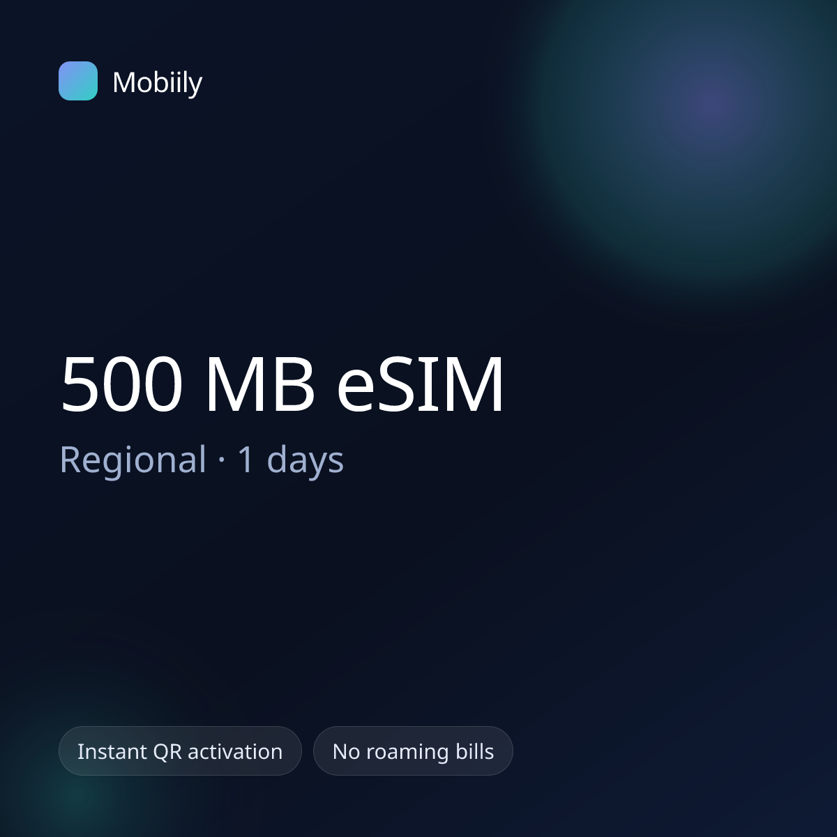 500 MB eSIM for Regional — 1 days, Mobiily