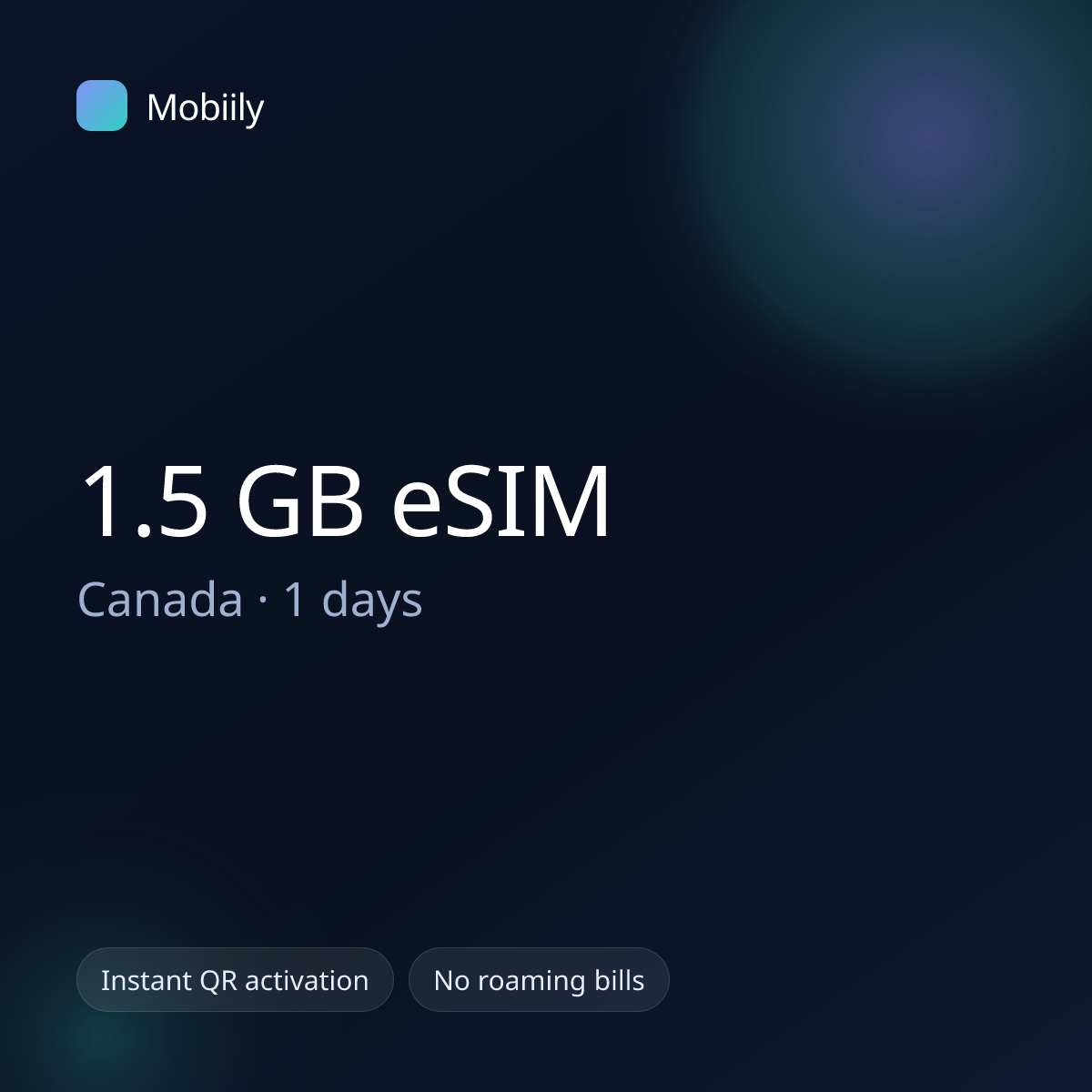 1.5 GB eSIM for Canada — 1 days, Mobiily