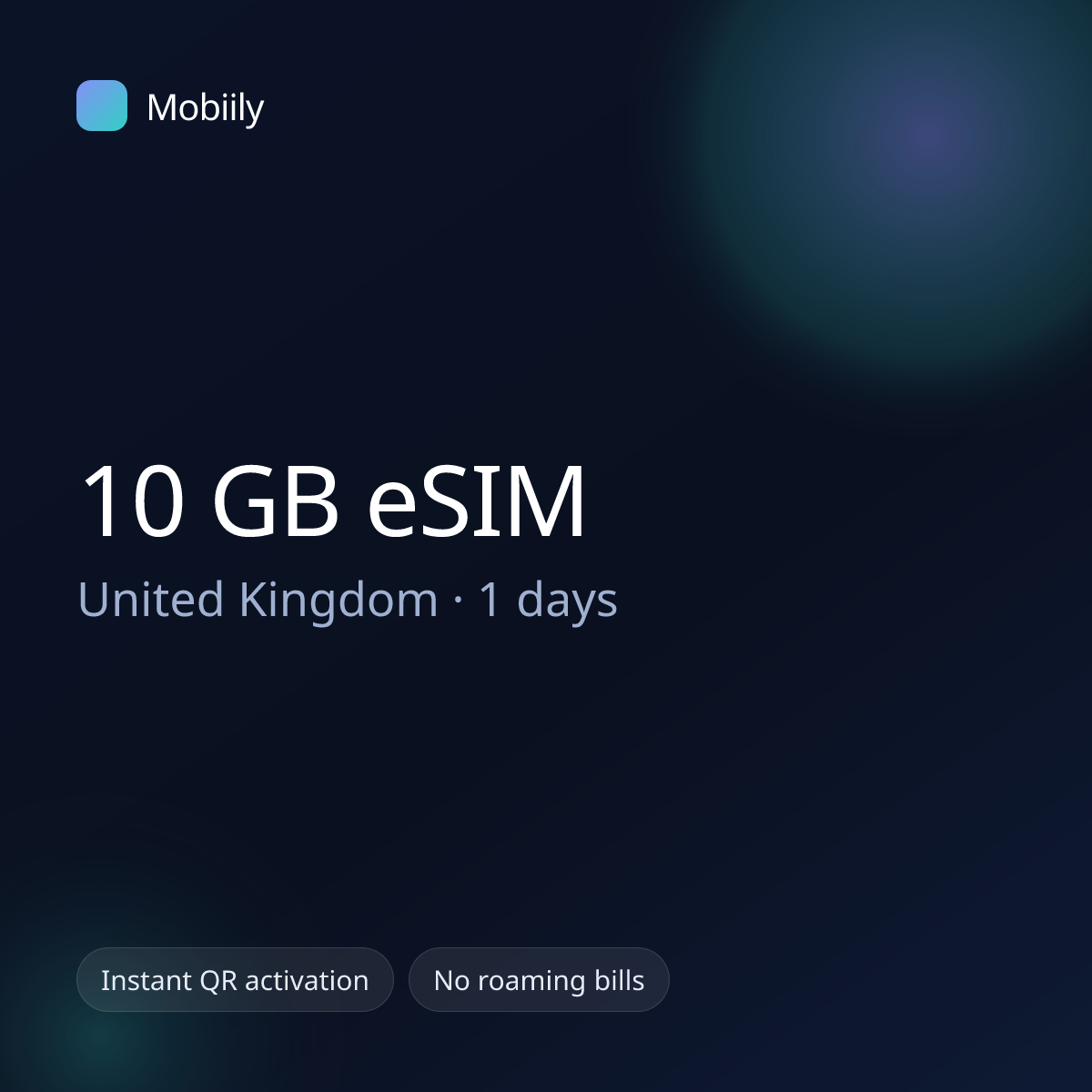 10 GB eSIM for United Kingdom — 1 days, Mobiily