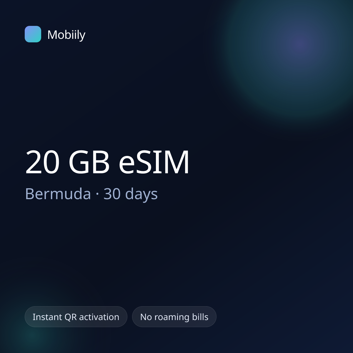 20 GB eSIM for Bermuda — 30 days, Mobiily