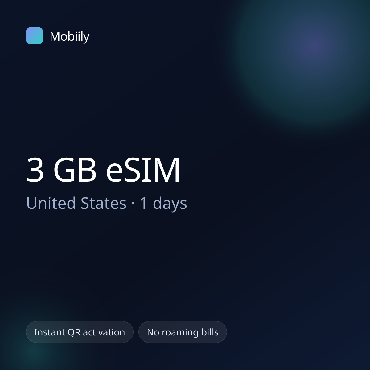 3 GB eSIM for United States — 1 days, Mobiily