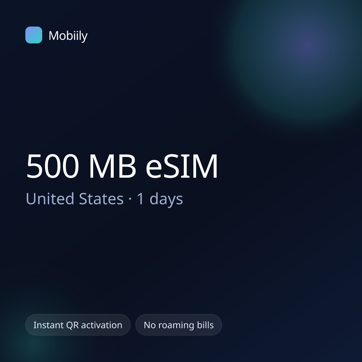500 MB eSIM for United States — 1 days, Mobiily