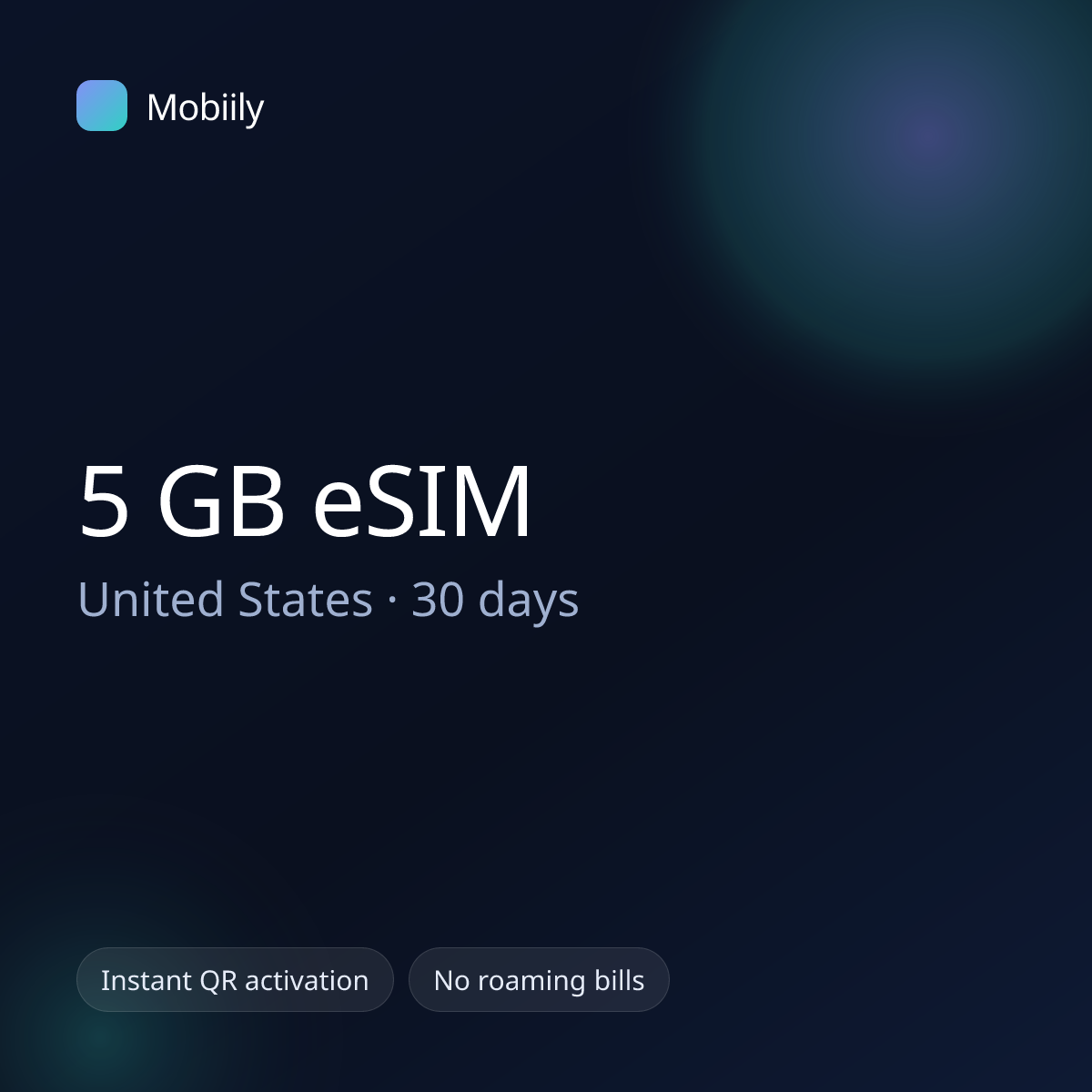 5 GB eSIM for United States — 30 days, Mobiily