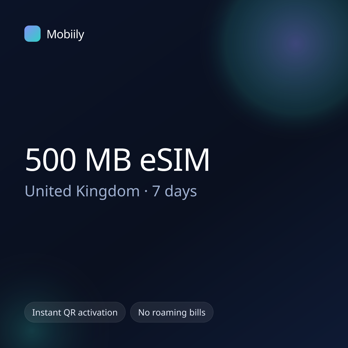 500 MB eSIM for United Kingdom — 7 days, Mobiily